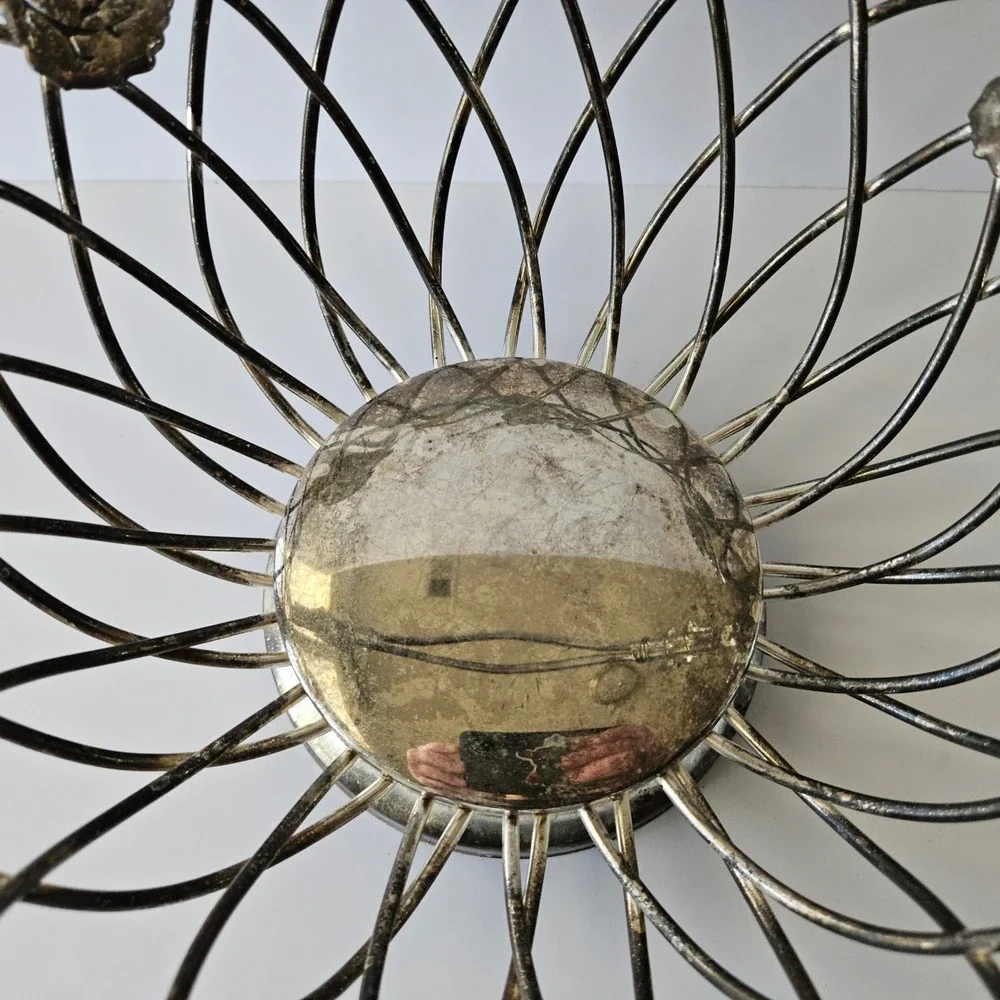 Vtg GODINGER Silver-Plated Wire Grapevine Basket - 12in - Bread Rolls Fruit Leaf